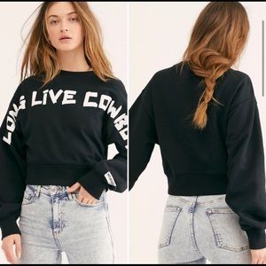 Free People x Wrangler Black 'Long Live Cowboys' Sweatshirt